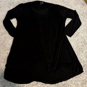 New Directions Womens XL Black Tunic Top Long Sleeve Stretch Rayon Blouse Plus